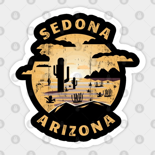 Sedona Arizona Desert Illustration Vintage Souvenir Gift Sticker by grendelfly73